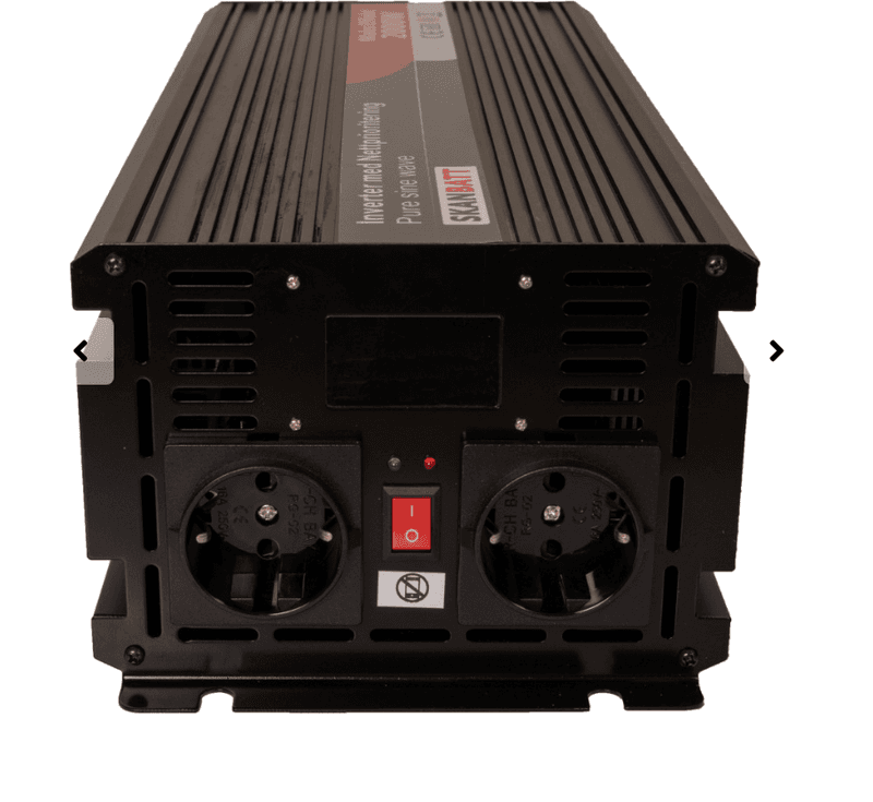 SKANBATT Inverter 12V 2000W Ren Sinus med Nettprioritering og Trådløs Fjernkontroll