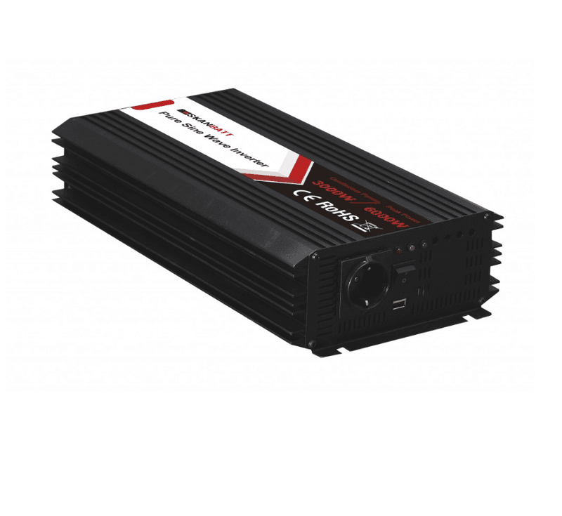 SKANBATT Inverter 24V 3000W (6000W) Ren Sinus m/Trådløs Fjernkontroll